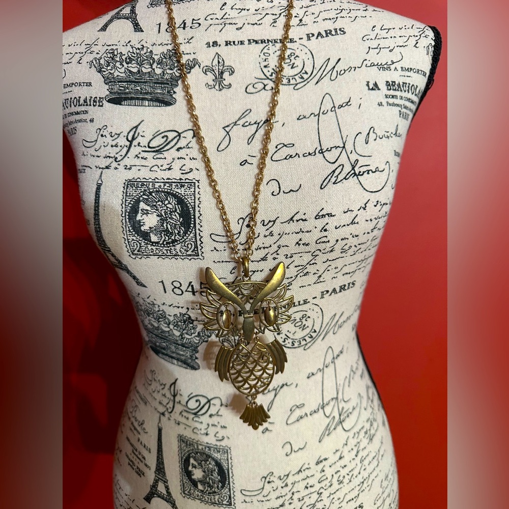 Vintage from the 1970’s Vintage Owl Necklace
Vintage Gold tone owl necklace!